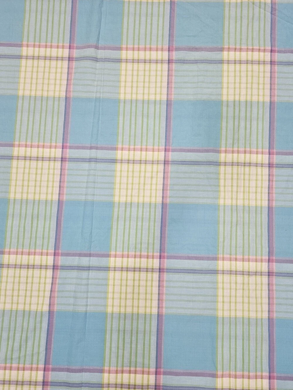 Designers Guild Pastel Plaid Twin/XL Duvet Cover Pink Blue Green Cotton Retro